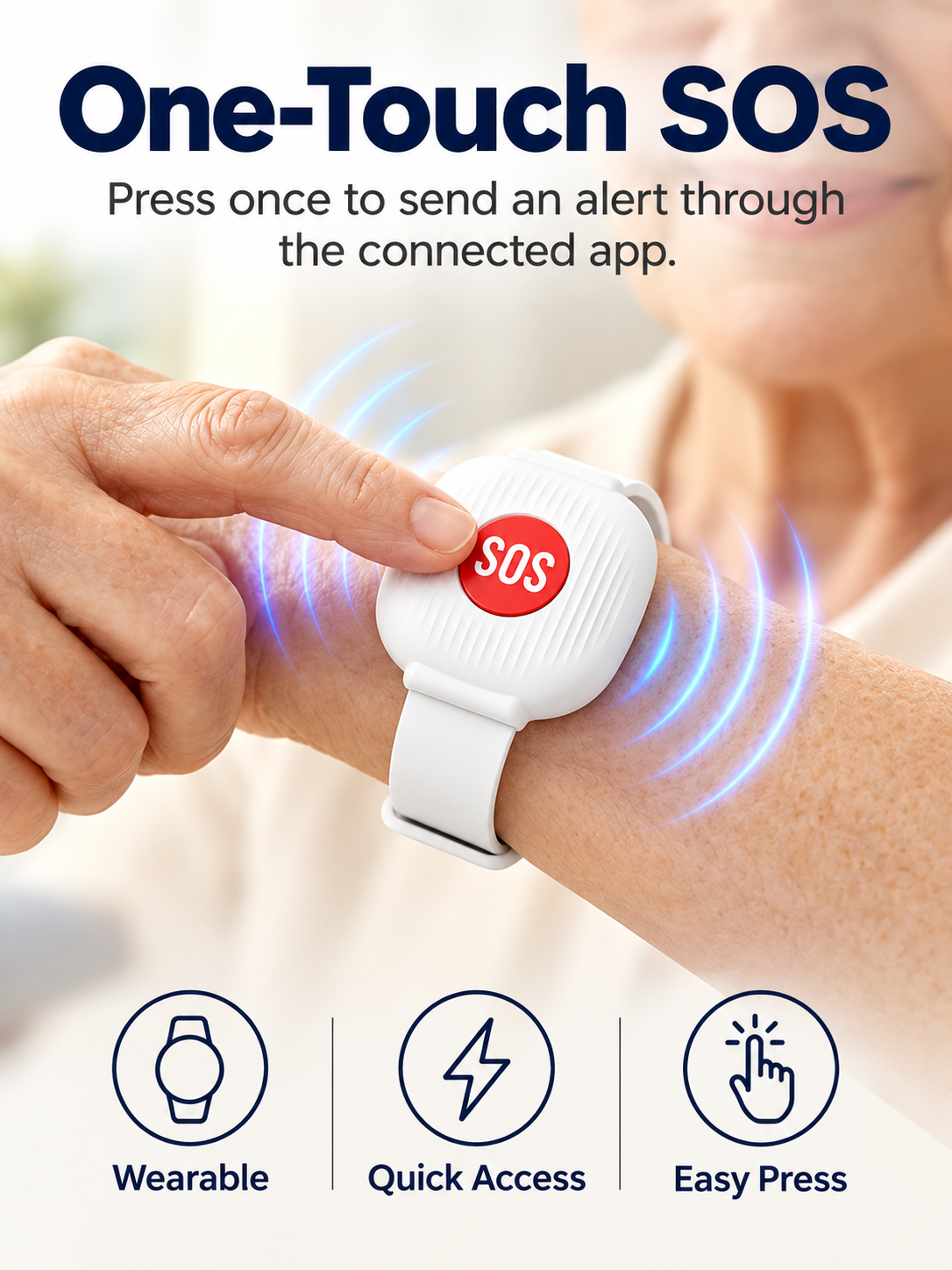 🚨 One-Touch WiFi SOS Alert Bracelet – Instant Family App Notifications, IP67 Water Resistance & Rechargeable Design