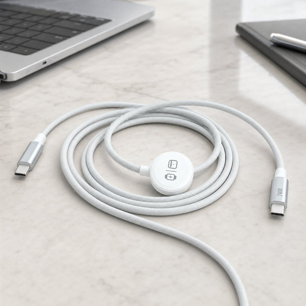 ⚡100W 3-in-1 USB-C Travel Charger – Portable Magnetic Watch Charger with 5FT Braided Fast Charging Cable for iPhone, Apple Watch, AirPods, Laptops & Samsung
