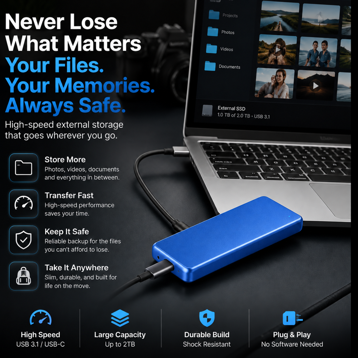 🔥 Portable External SSD – Protect Your Photos, Videos & Important Files