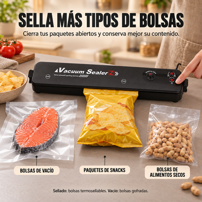 Selladora Al Vacío Para Alimentos Para La Conservación Prolongada De Alimentos - Incluye 100 Bolsas Al Vacío Gratuitas