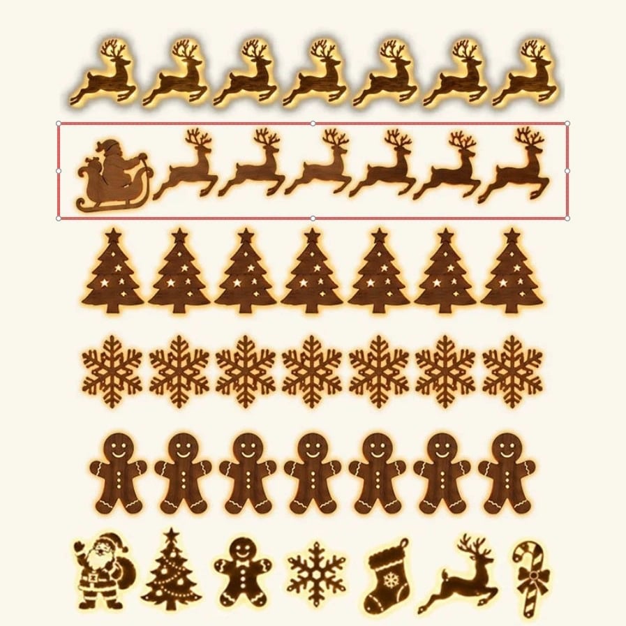 🎄 Light-Up Christmas Wall Decoration – Reindeer & Christmas Motifs, 7-Piece Decor Set, 6 Variants to Choose From