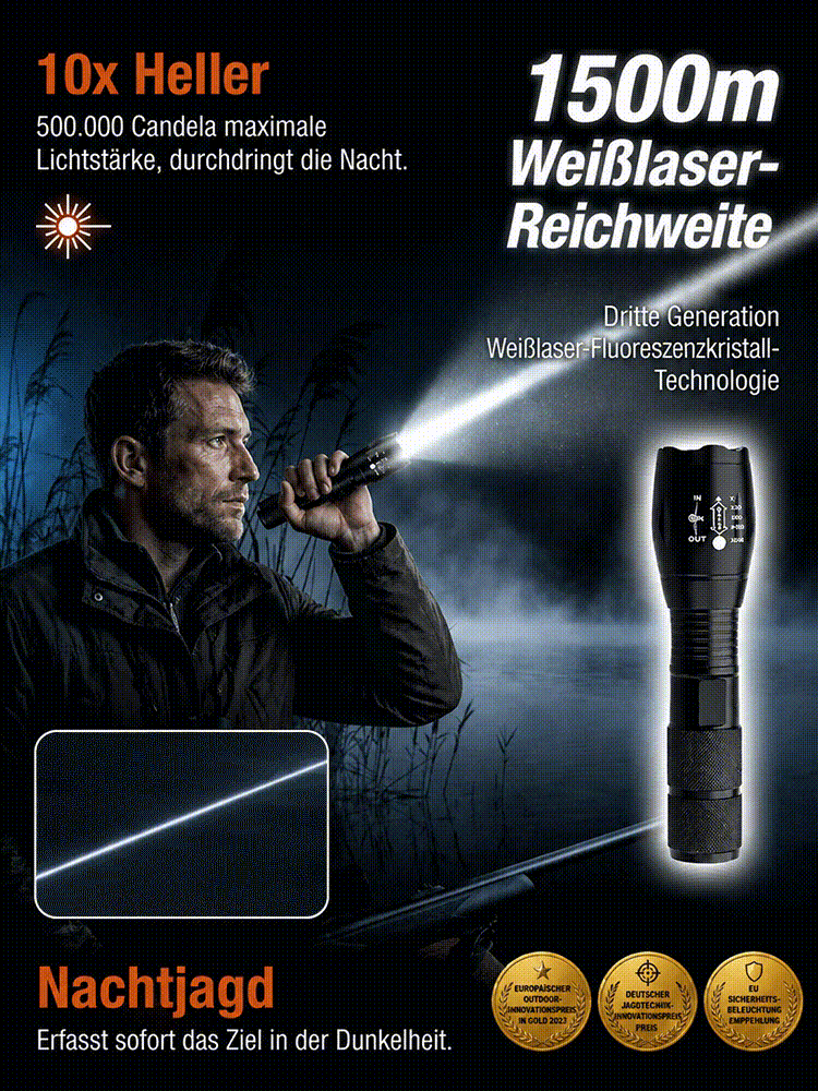 "Tongtianpao" High-Brightness Zoomable White Laser Flashlight