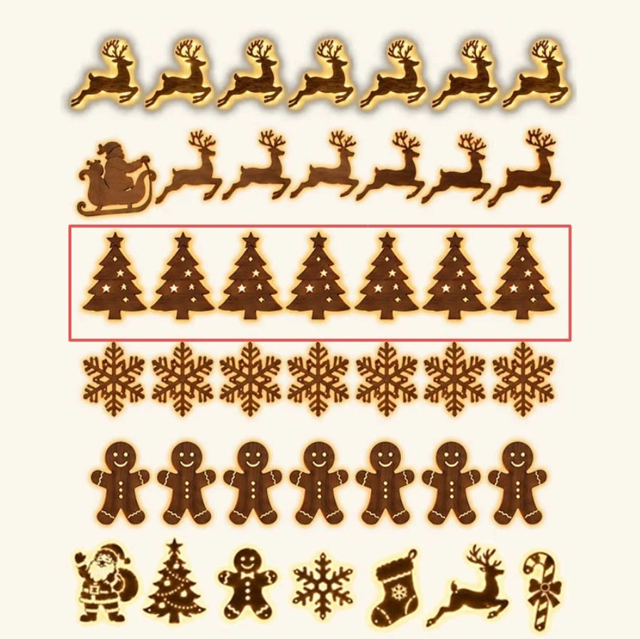 🎄 Light-Up Christmas Wall Decoration – Reindeer & Christmas Motifs, 7-Piece Decor Set, 6 Variants to Choose From