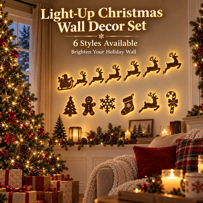🎄 Light-Up Christmas Wall Decoration – Reindeer & Christmas Motifs, 7-Piece Decor Set, 6 Variants to Choose From