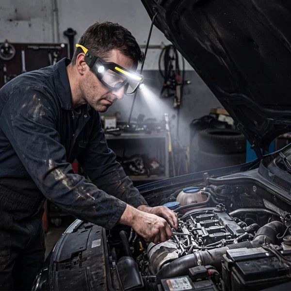 🔦 Rechargeable LED Headlamp Glasses – Hands-Free Lighting, Wave On/Off-JOE