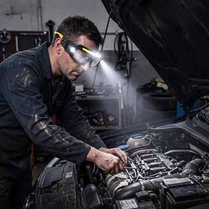 🔦 Rechargeable LED Headlamp Glasses – Hands-Free Lighting, Wave On/Off-JOE
