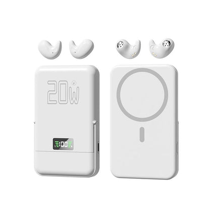 🎧 3-in-1 Magnetic Power Bank with Wireless Bluetooth Earbuds – 20W Fast Charging Phone Charger Pad, Noise Isolating Sleep Earphones, Fold-Out Stand & LED Battery Display for Travel & Daily Carry