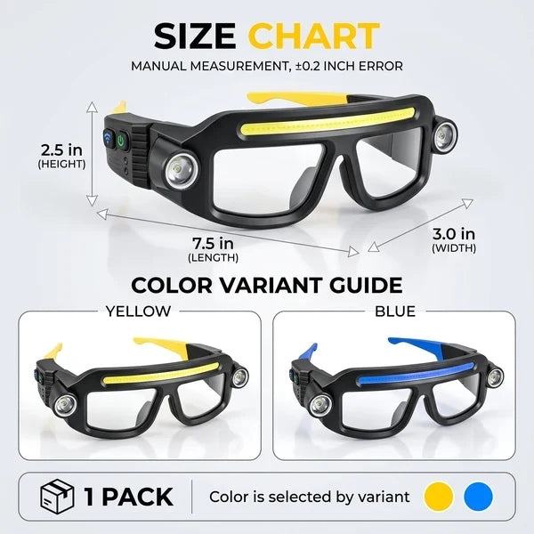 🔦 Rechargeable LED Headlamp Glasses – Hands-Free Lighting, Wave On/Off-JOE