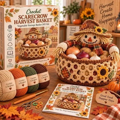 🍂🧶 Harvest Basket Crochet DIY Kit – Charming Vegetable Storage & Fall Décor