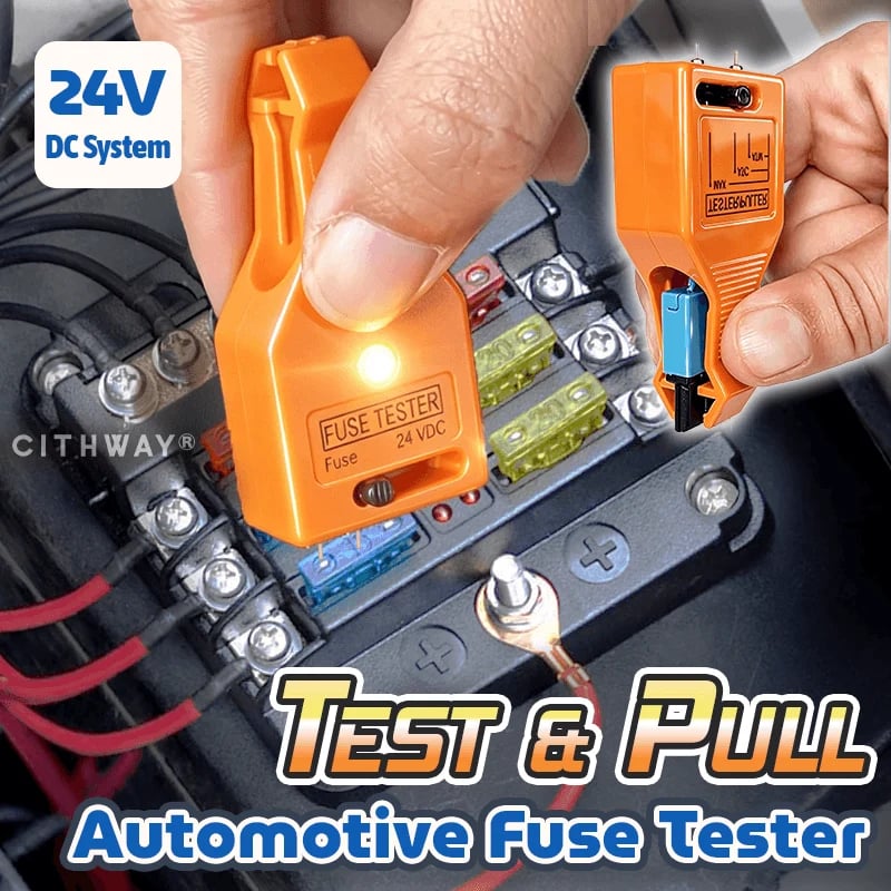 24V DC Car Fuse Tester Puller, Easy Tool to Test, Find & Remove Blown ATO/ATC/ATM Blade and Glass Tube Fuses in Car Fuse Box