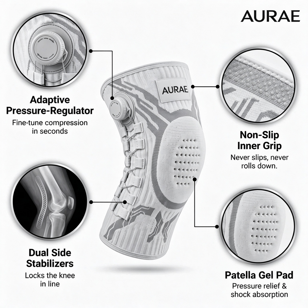 Aurae Knee Sleeve | Instant Relief, All-Day Stability & Adjustable Support