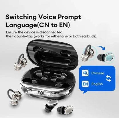 🎧 3-in-1 Wireless Earbuds with Power Bank Charging Case – Clip-On & Sleep Bluetooth Headphones with 4 Earbuds, Noise Cancellation, IPX5 Water Resistant for Sports & Sleep