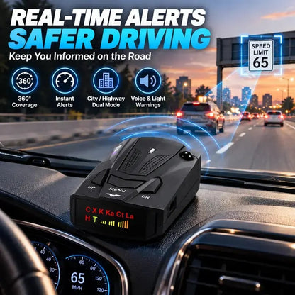 🚗GPS Speed Reminder & 360° Radar Detector – Voice & LED Alerts