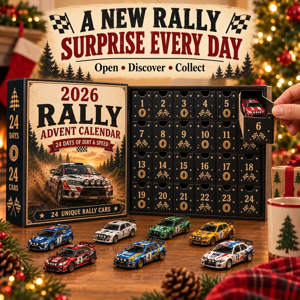 🏎️ 2026 Rally Racing Advent Calendar – 24 Days of Dirt & Speed, 24 Collectible Rally Cars