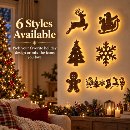 🎄 Light-Up Christmas Wall Decoration – Reindeer & Christmas Motifs, 7-Piece Decor Set, 6 Variants to Choose From