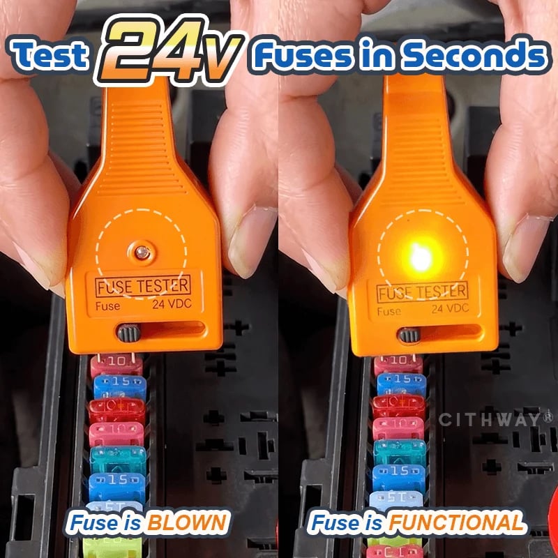 24V DC Car Fuse Tester Puller, Easy Tool to Test, Find & Remove Blown ATO/ATC/ATM Blade and Glass Tube Fuses in Car Fuse Box