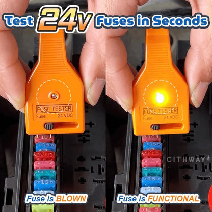 24V DC Car Fuse Tester Puller, Easy Tool to Test, Find & Remove Blown ATO/ATC/ATM Blade and Glass Tube Fuses in Car Fuse Box