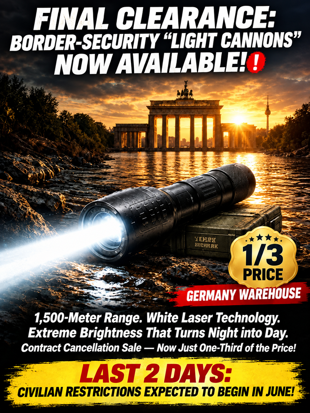 "Tongtianpao" High-Brightness Zoomable White Laser Flashlight🚀