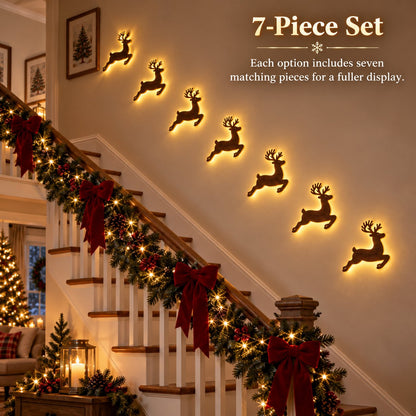 🎄 Light-Up Christmas Wall Decoration – Reindeer & Christmas Motifs, 7-Piece Decor Set, 6 Variants to Choose From