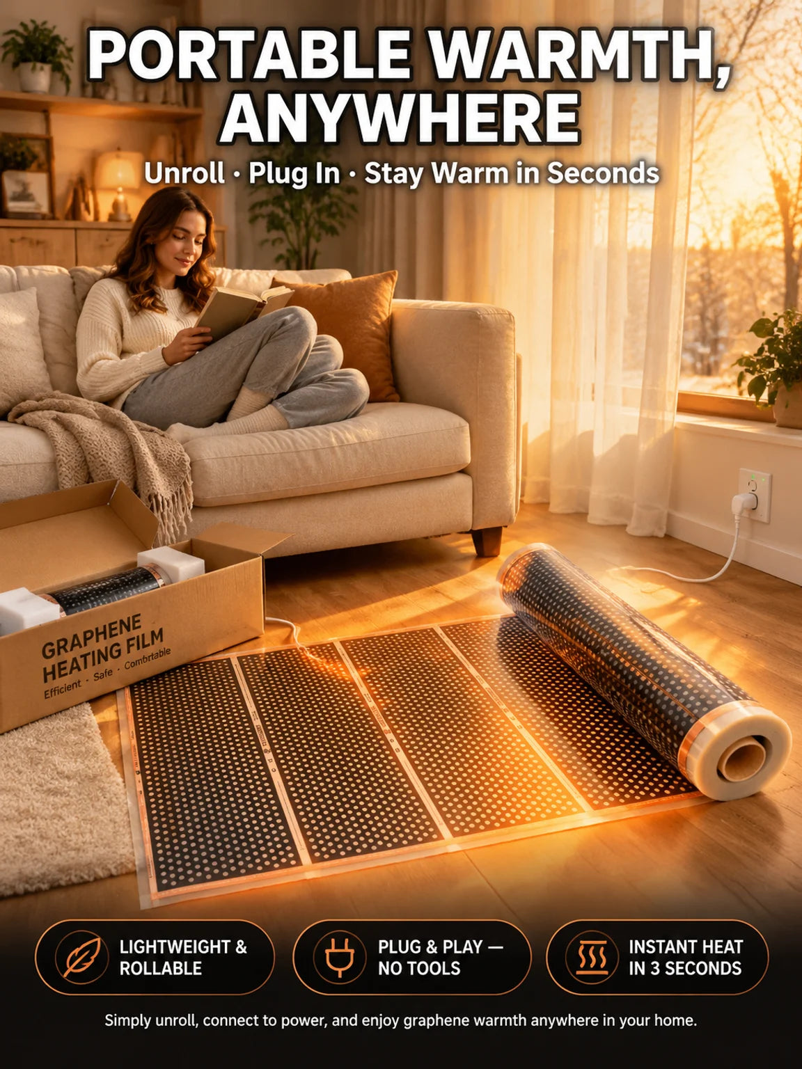 【3-Second Instant Heating】Honeycomb Graphene Far-Infrared Carbon Crystal Wall Heater