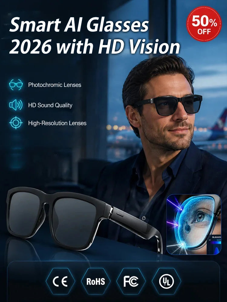 🔥👓Smart AI Translation Camera Bluetooth Glasses