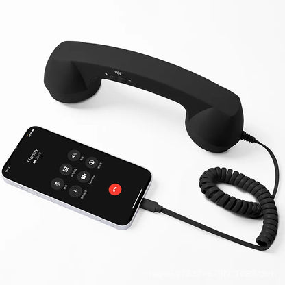 Retro Phone Handset for iPhone & Android | Vintage Type-C Wired Phone Receiver with Mic & Volume Control