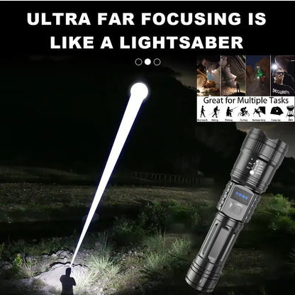 🔦‘’TongTianPao‘’ High-Power Rechargeable Zoom Flashlight – 2000LM, Power Bank & Digital Battery Display