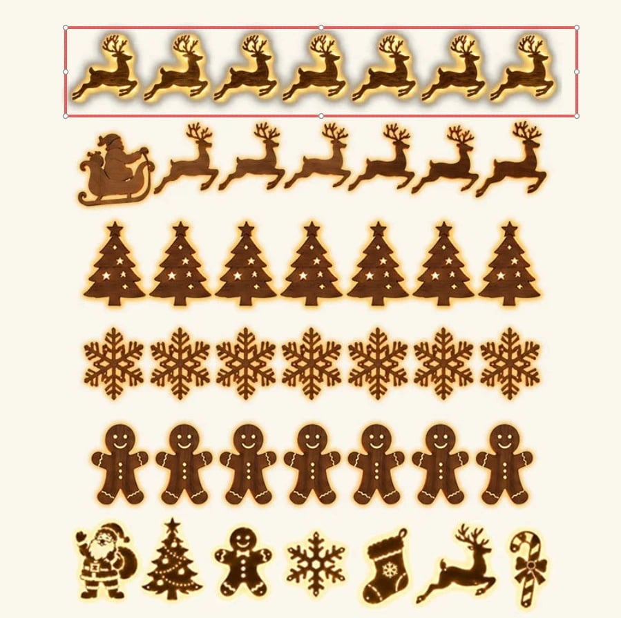 🎄 Light-Up Christmas Wall Decoration – Reindeer & Christmas Motifs, 7-Piece Decor Set, 6 Variants to Choose From