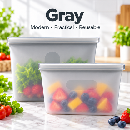 Reusable Silicone Zip Containers-Set of two (one large, one small)