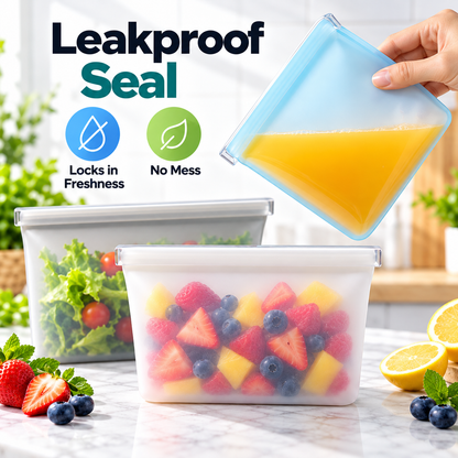 Reusable Silicone Zip Containers-Set of two (one large, one small)
