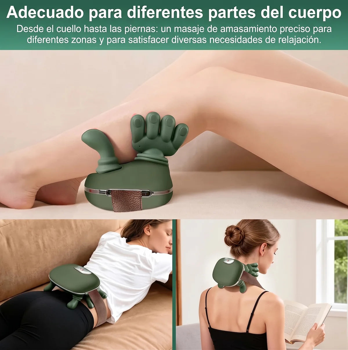 Masajeador de Cuello con Calor · Mano de Masaje 4D
