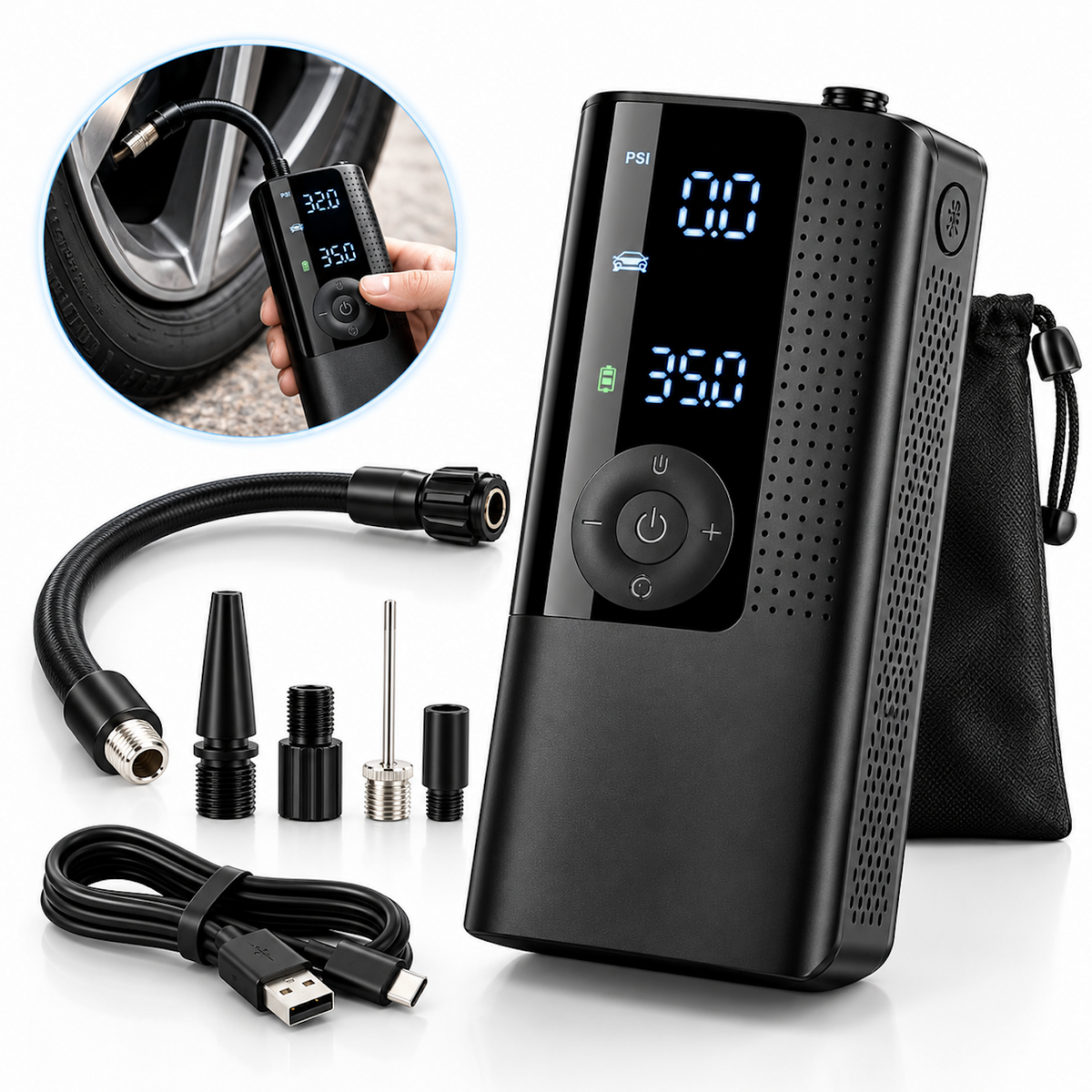 Portable Air Pump & Smart Tire Inflator
