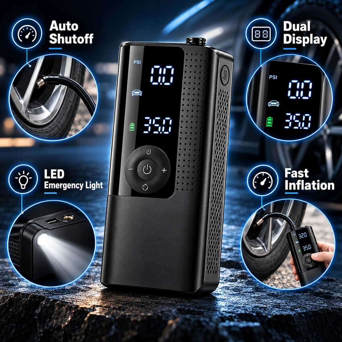 Portable Air Pump & Smart Tire Inflator