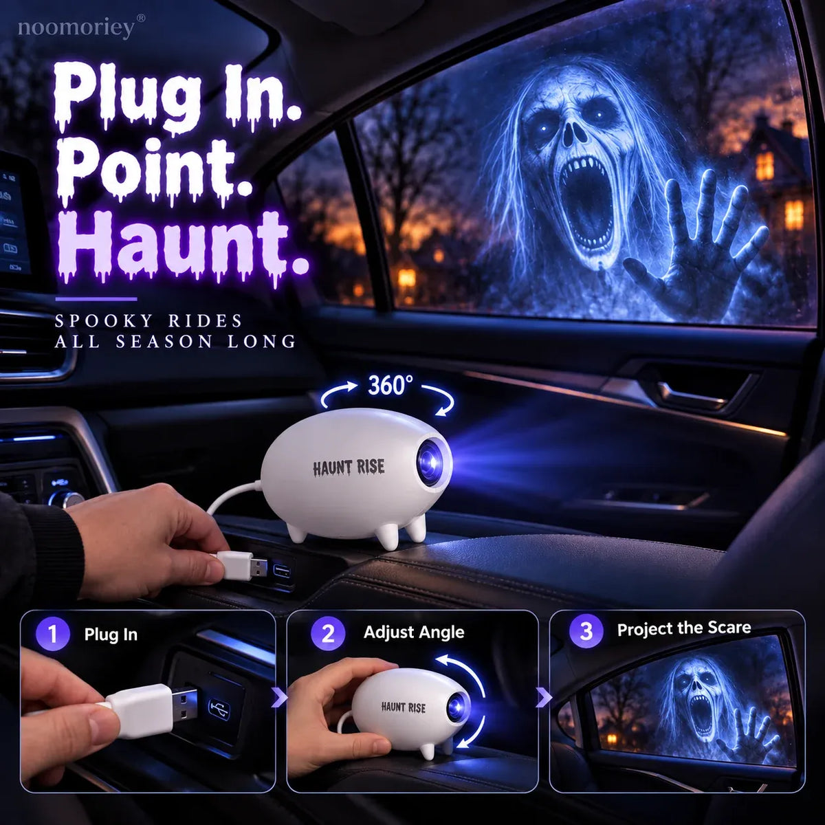 👻 Haunt Rise Halloween Window Projector-360° Adjustable Stand for Home Decor 🎃