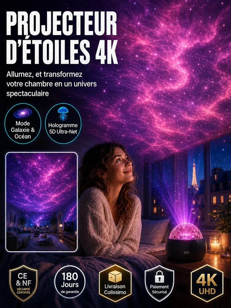 Floating 4K holographic star projector with aurora borealis
