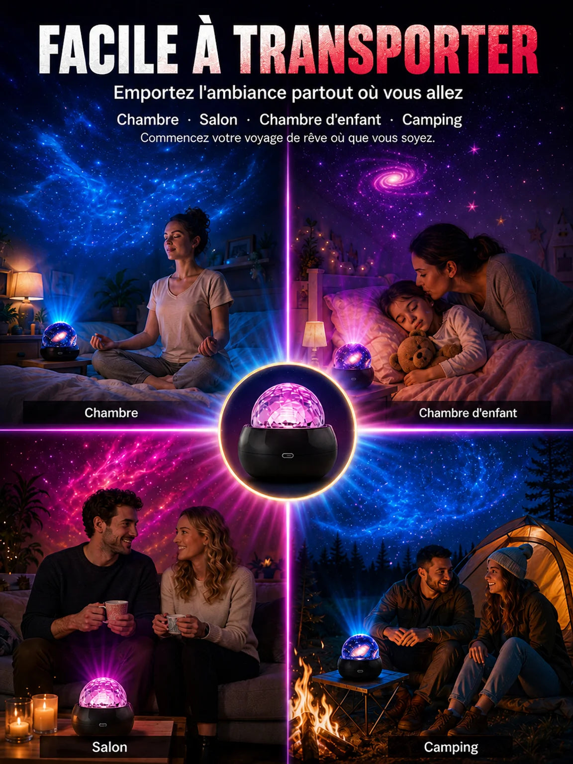 Floating 4K holographic star projector with aurora borealis