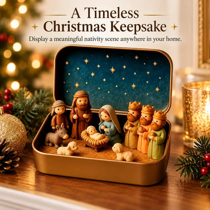 ✝️ Mini Nativity Scene Keepsake Tin — Pocket-Sized Christmas Holy Family Set
