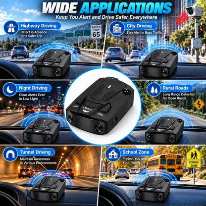 🚗GPS Speed Reminder & 360° Radar Detector – Voice & LED Alerts