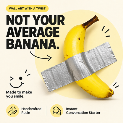 Duct Tape Banana Handmade Resin Wall Sculpture