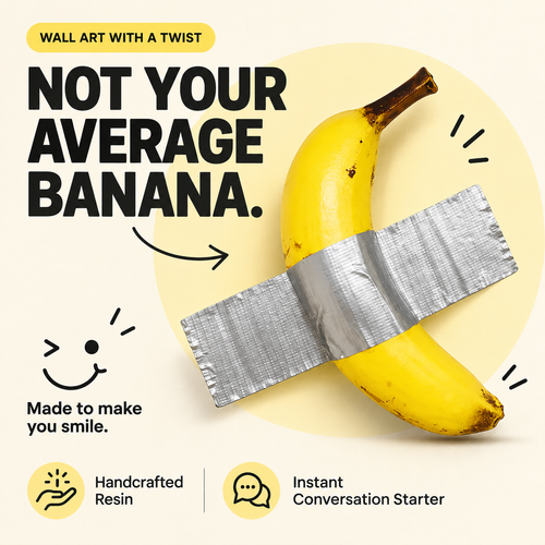Duct Tape Banana Handmade Resin Wall Sculpture