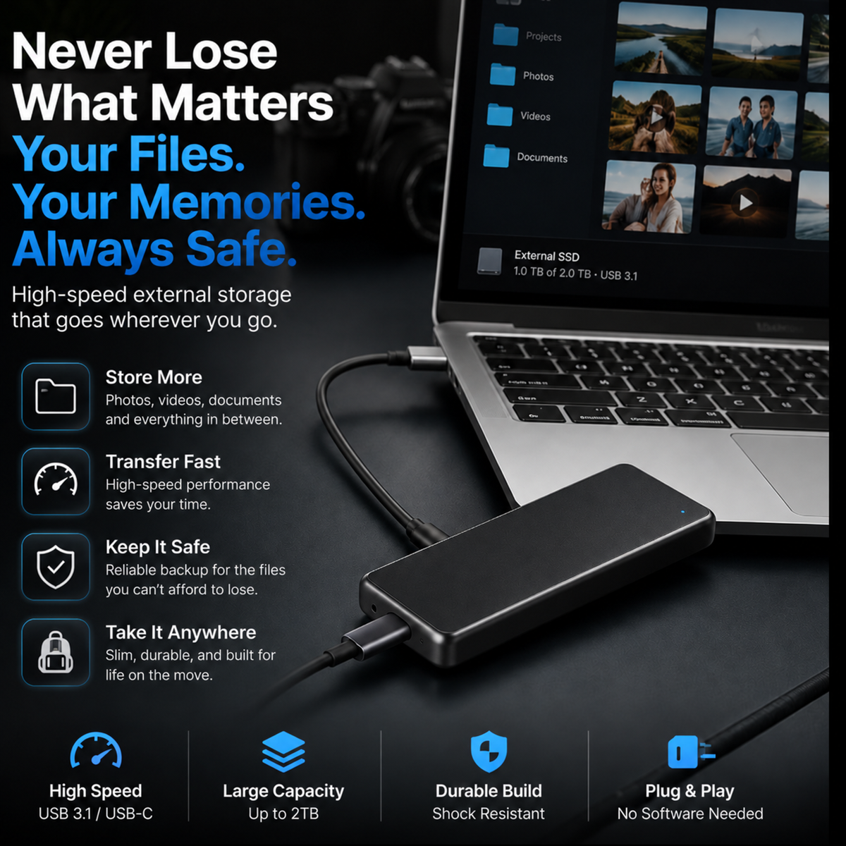 🔥 Portable External SSD – Protect Your Photos, Videos & Important Files