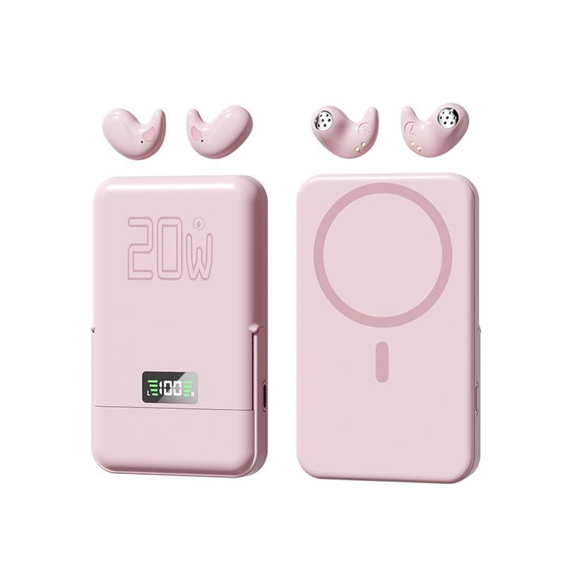 🎧 3-in-1 Magnetic Power Bank with Wireless Bluetooth Earbuds – 20W Fast Charging Phone Charger Pad, Noise Isolating Sleep Earphones, Fold-Out Stand & LED Battery Display for Travel & Daily Carry