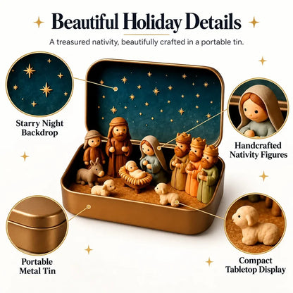 ✝️ Mini Nativity Scene Keepsake Tin — Pocket-Sized Christmas Holy Family Set