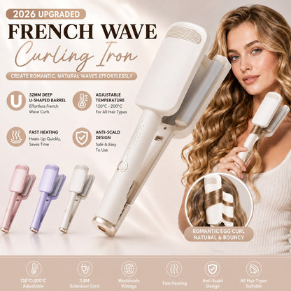 🌸✨ 32MM Wavy Hair Curler – Big Bouncy Curls, 4 Adjustable Heat Settings & Negative Ion Care – Salon-Quality Styling at Home 💇‍♀️
