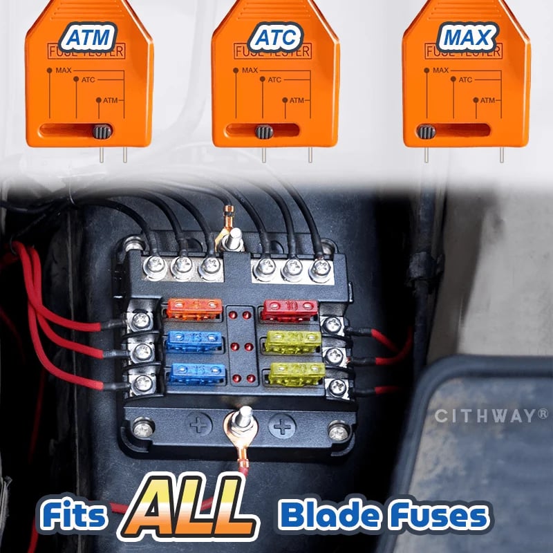 24V DC Car Fuse Tester Puller, Easy Tool to Test, Find & Remove Blown ATO/ATC/ATM Blade and Glass Tube Fuses in Car Fuse Box