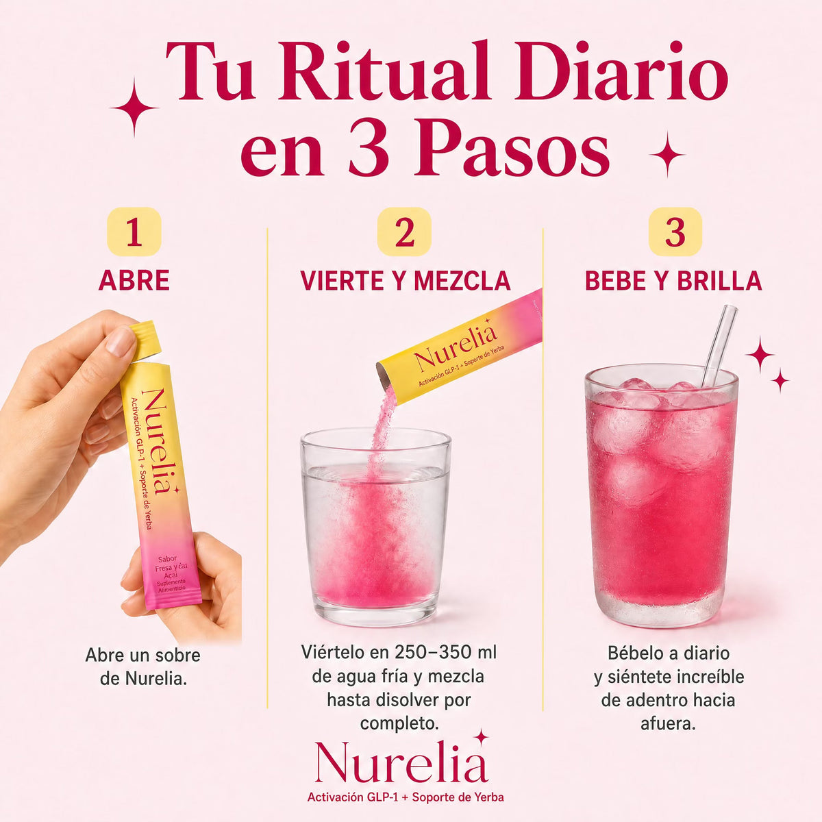 Bebida con Berberina para Soporte GLP-1 y Control de Antojos, Sabor Fresa Açaí, 30 sticks