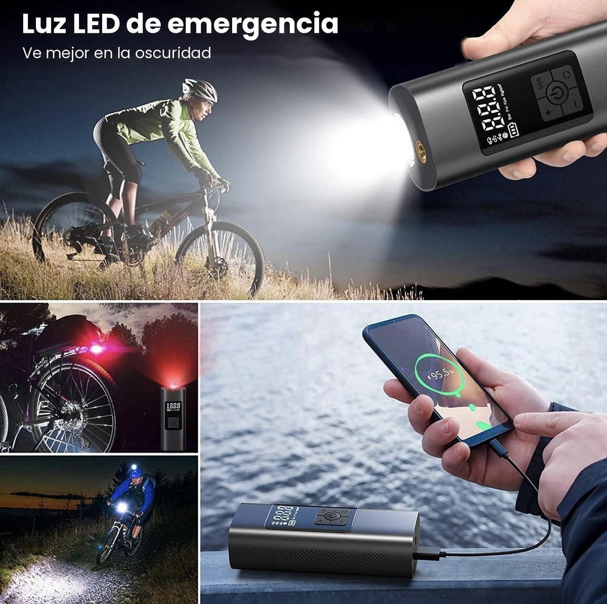 SERVOMASTER™ Compresor de Aire Portátil – Inflador Digital a Batería