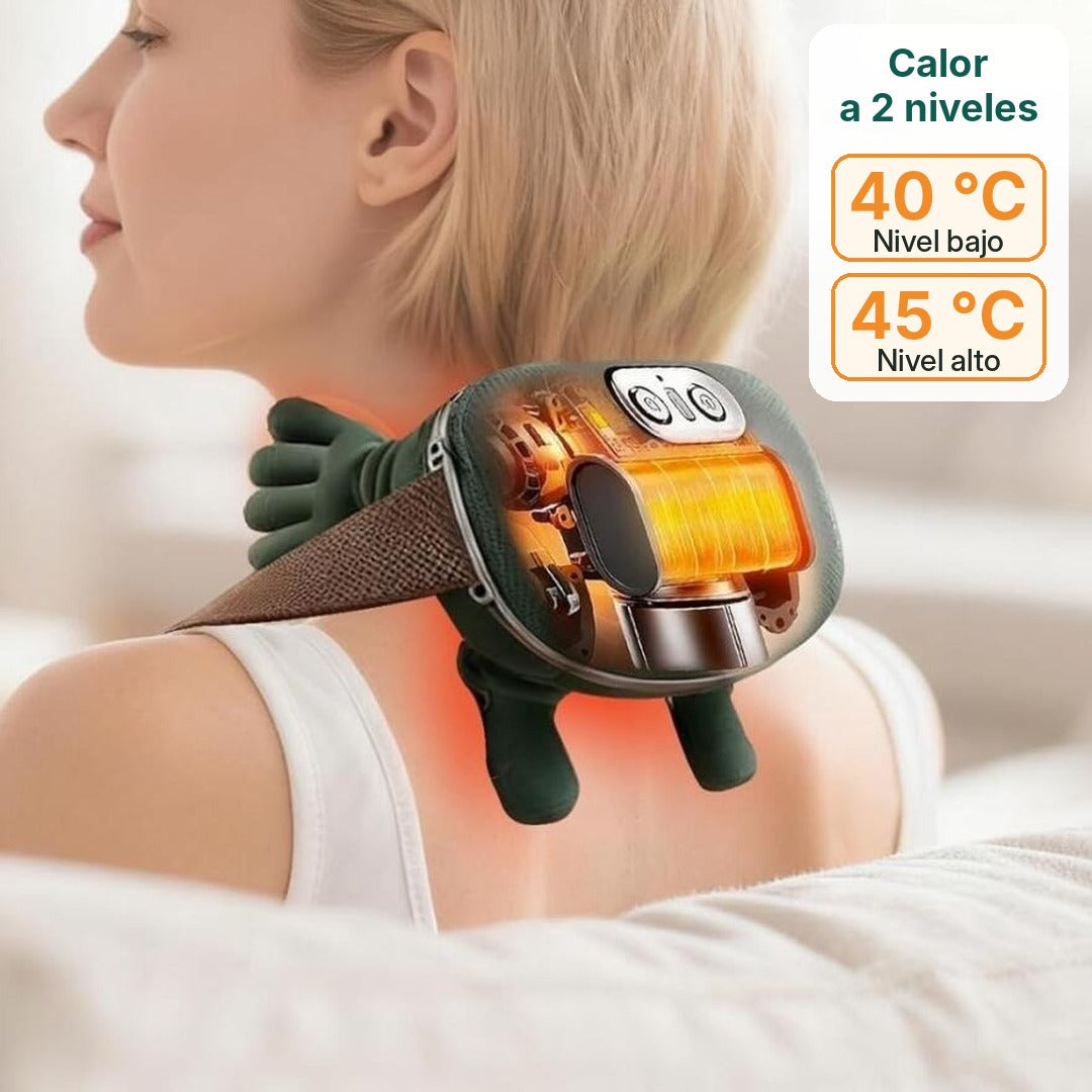 Masajeador de Cuello con Calor · Mano de Masaje 4D