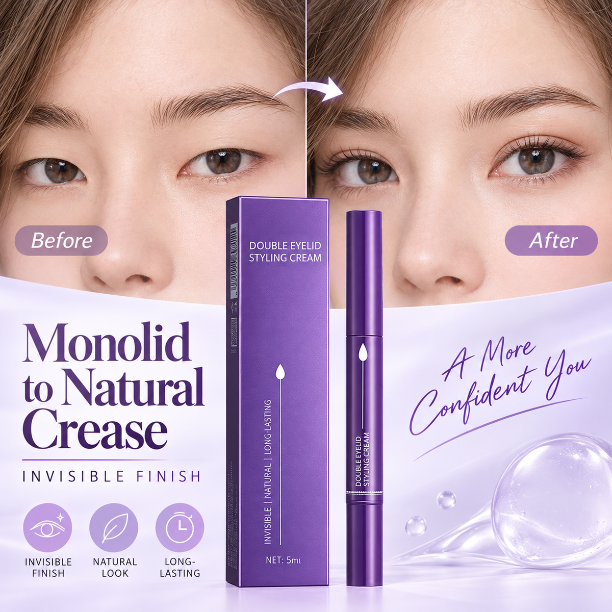 【Buy 1, Get 1 Free】Invisible Double Eyelid Styling Cream Pen