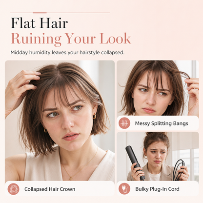 💇Add Crown Volume Instantly! Cordless Heated Bangs Styling Comb